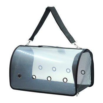 Transportín Perro Gato Bolsa Transporte Transparente Transpirable Ventilado Cachorros Negro 25x26x42cm