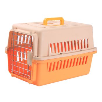 Transportín Perros Gatos Transpirable Transportadora Desmontable Asa Naranja 58x37x37cm