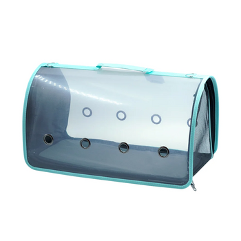 Transportín Perro Gato Bolsa Transporte Transparente Transpirable Ventilado Cachorros Turquesa 25x26x42cm