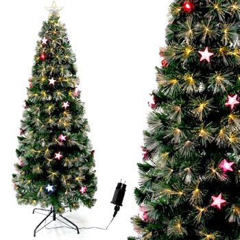 Árbol De Navidad Verde Artificial Con Estrellas Luces Cálidos Incorporados 180cm