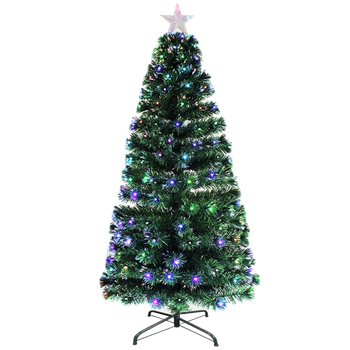 Árbol De Navidad Colorido V8 Led Fibra Óptica Con Luces Led Integradas 180cm