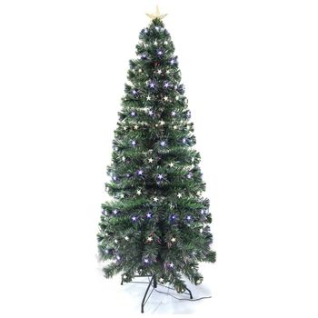 Árbol De Navidad 2023 Con Luces Incorporadas Estrella Blanca Y Azul 150cm