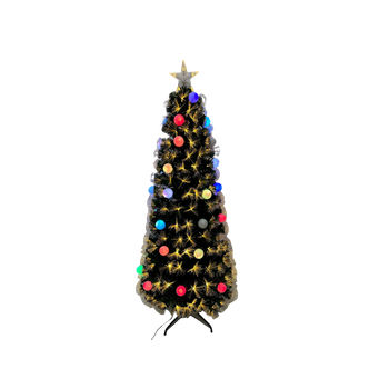 Árbol Navidad De Fibra Óptica Bolas Luz Multicolor Y Estrella 120cm