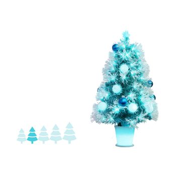 Árbol De Navidad Artificial Con Bolas De Luz Led (verde Azul Rosa) 90cm Azul