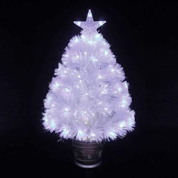 Árbol Navidad Blanco Gradiente De Led De Fibra Óptica Transparente 60cm