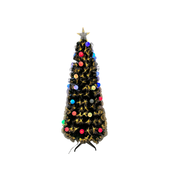 Árbol Navidad De Fibra Óptica Bolas Luz Multicolor Y Estrella 60cm