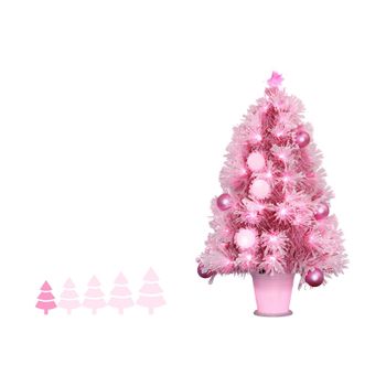 Árbol De Navidad Artificial Con Bolas De Luz Led (verde Azul Rosa) 60cm Rosa