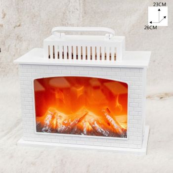 Chimenea Eléctrica Decorativa Con Efecto Llama Y Aspecto Retro Blanca 26x14x23cm