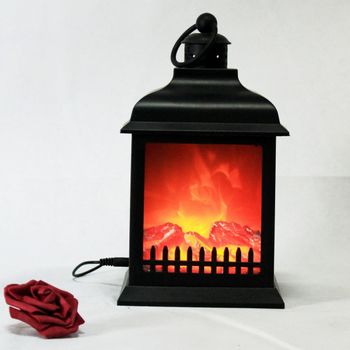 Chimenea Decorativa Led Efecto Llama de Fuego Chimenea de Batería  31x15.2x46.8cm