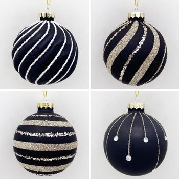 Set De 4 Bolas De Navidad Plateadas 8cm Bolas De Adornos De Árbol De Navidad Negro