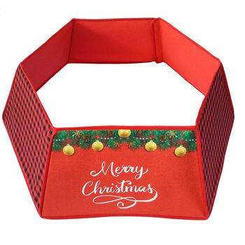 Falda Pie De Árbol De Navidad De Tela De Yute Y Fieltro En Rojo/natural 30/40*25cm 232133