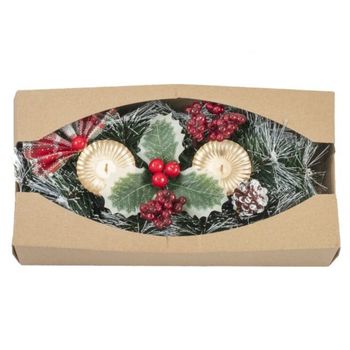 Portavelas De Navidad Soporte Para Velas De Navidad 27x13cm Fruto Rojo