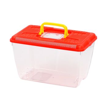 Pecera Plastico Asas Tapa Desmontable - Pecera Rectangular Transparente Tapa Color 32.5*21*20 Rojo