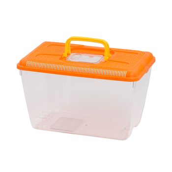 Pecera Plastico Asas Tapa Desmontable - Pecera Rectangular Transparente Tapa Color 32.5*21*20 Naranja