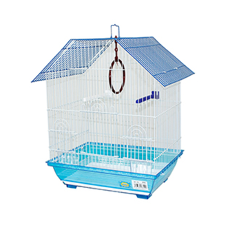 Jaula Para Ave Metálica Caseta Pájaro Con Comedero Columpio Saltador Jaula Desmontable  34.5x26x44cm Azul