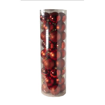 Juego De 36 Adornos De Bolas De Navidad Bolas Colgantes 6cm Para Decoración De Árbol De Navidad Rojo 6cm