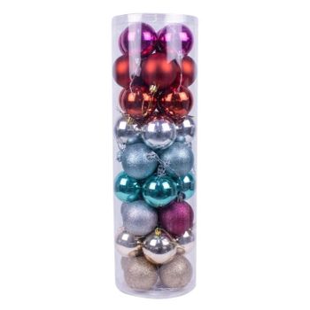 Juego De 36 Adornos De Bolas De Navidad Bolas Colgantes 6cm Para Decoración De Árbol De Navidad Multicolor 6cm