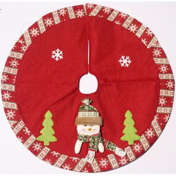 Falda Del Árbol De Navidad 60cm Rojo Estampado De Papanoel O Muñeca De Nieve Nieve