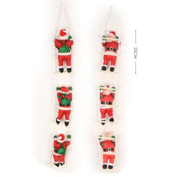 Papá Noel En Escalera Santa Adorno Colgante Para Árboles De Navidad Decoración Navidad 25cm Santa*3