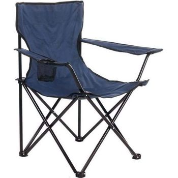 Silla Plegable Camping Silla Pesca Playa Acampada Exterior Con Reposabrazos Portavasos De Malla Blosa Lateral Resistente 50x50x80cm Azul