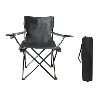 Silla Plegable Camping Silla Pesca Playa Acampada Exterior Con Reposabrazos Portavasos De Malla Blosa Lateral Resistente 50x50x80cm Negro