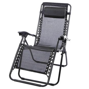 Silla Gravedad Cero Silla De Patio Reclinable Tumbona Plegable De Descanso Ajustable Con Reposacabezas Gris Oscuro