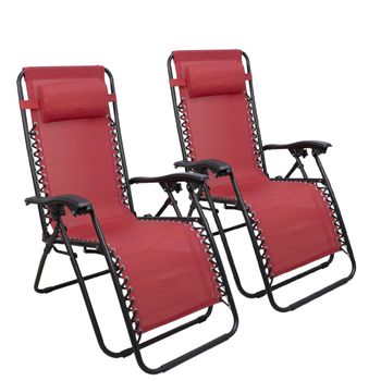 Set De 2 Sillas De Metal Silla Tumbona Zero Gravity Verde