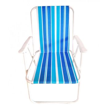 Silla De Playa Plegable Silla De Jardín Portátil Para Camping Playa Y Piscina 74x52x38cm Raya Azul