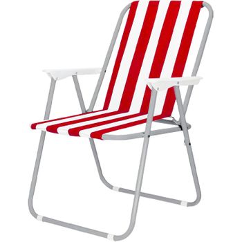 Silla De Playa Plegable Silla De Jardín Portátil Para Camping Playa Y Piscina 74x52x38cm Rojo