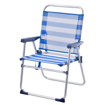 Silla De Playa Plegable Fija Plegable De Aluminio 52x38x84cm Raya Azul