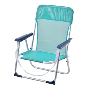 Sillas Playa Fijas De Asiento Bajo De Aluminio Silla Plegable De 48x23x70cm Turquesa