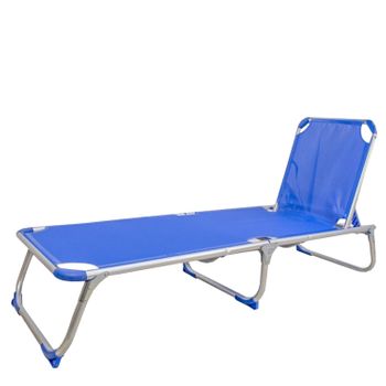 Tumbona Reclinada Silla Plegable De Aluminio 4 Posiciones Con Asa De Transporte Azul