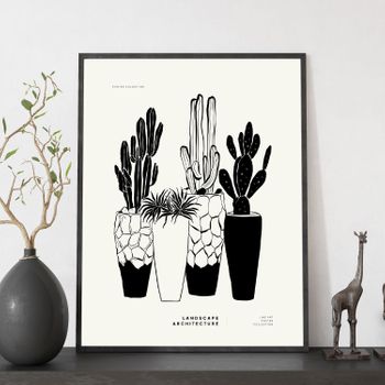 Póster Pop Art Abstracto Cactus En Maceta Ilustraciones Artísticas Modernas Para La Decoración De Interiores Nacnic