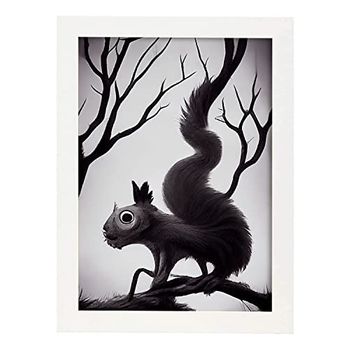 Lámina Ardilla Racional Estilo T Burton Ilustraciones Y Pósters De Animales Inspirados En El Arte Gótico Y Oscuro De Burton Diseño Y Decoración De Interiores A3 Marco Blanco Nacnic