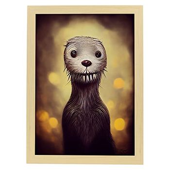 Lámina Nutria Responsable Estilo T Burton Ilustraciones Y Pósters De Animales Inspirados En El Arte Gótico Y Oscuro De Burton Diseño Y Decoración De Interiores A3 Marco Madera Nacnic