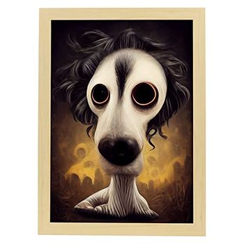 Lámina Perro Paciente Estilo T Burton Ilustraciones Y Pósters De Animales Inspirados En El Arte Gótico Y Oscuro De Burton Diseño Y Decoración De Interiores A3 Marco Madera Nacnic