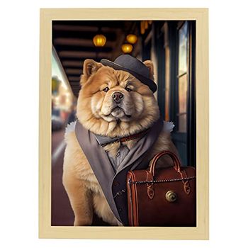 Lámina Chow Chow Generoso En Estilo Fotografía A Todo Color Divertidas Ilustraciones Realistas De Animales Con Ropa Humana Diseño Y Decoración De Interiores Nacnic