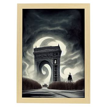 Lámina Arco Del Triunfo Humilde Al Estilo De T Burton Ilustraciones De Monumentos Ciudades Paises Inspiradas En Arte Gótico Y Oscuro Diseño Y Decoración De Interioresa3 Marco Madera Nacnic