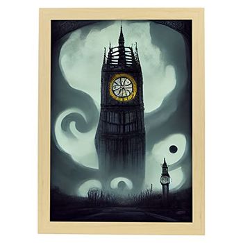 Lámina Big Ben Sociable Al Estilo De T Burton Ilustraciones De Monumentos Ciudades Paises Inspiradas En Arte Gótico Y Oscuro Diseño Y Decoración De Interioresa3 Marco Madera Nacnic