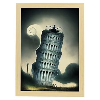 Lámina Torre De Pisa Valiente Al Estilo De T Burton Ilustraciones De Monumentos Ciudades Paises Inspiradas En Arte Gótico Y Oscuro Diseño Y Decoración De Interiores Nacnic