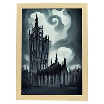 Lámina Abadía De Westminster Cooperativo Al Estilo De T Burton Ilustraciones De Monumentos Ciudades Paises Inspiradas En Arte Gótico Y Oscuro Diseño Y Decoración De Interioresa3 Marco Madera Nacnic