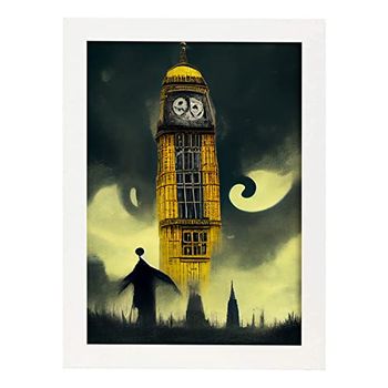 Lámina Big Ben Generoso Al Estilo De T Burton Ilustraciones De Monumentos Ciudades Paises Inspiradas En Arte Gótico Y Oscuro Diseño Y Decoración De Interioresa3 Marco Blanco Nacnic