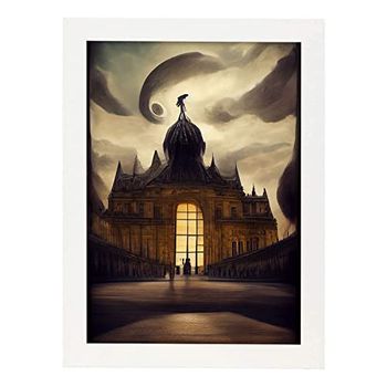 Lámina Museo Del Louvre Humilde Al Estilo De T Burton Ilustraciones De Monumentos Ciudades Paises Inspiradas En Arte Gótico Y Oscuro Diseño Y Decoración De Interioresa3 Marco Blanco Nacnic