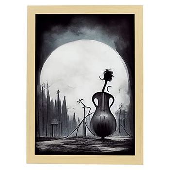 Lámina Violonchelo Sociable Al Estilo De T Burton Ilustraciones De Escenas Y Lugares Inspiradas En Arte Gótico Y Oscuro Diseño Y Decoración De Interiores A3 Marco Madera Nacnic