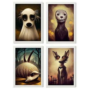 Burton Style Animal Illustrations And Posters Inspired By Burtons Dark And Goth Art Interior Design And Decoration Set Collection 8 Nacnic