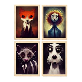 Burton Style Animal Illustrations And Posters Inspired By Burtons Dark And Goth Art Interior Design And Decoration Set Collection 7 Nacnic