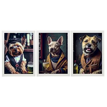 Set De 3 Posters Bar En Estilo Fotografía A Todo Color Divertidas Ilustraciones Realistas De Animales Con Ropa Humana Diseño Y Decoración De Interiores A4 Marcos Blancos Nacnic