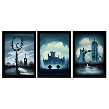 Burton Style Illustrations Of Monuments And Cities Inspired By Burtons Dark And Goth Art Interior Design And Decoration Set Collection 7 Nacnic