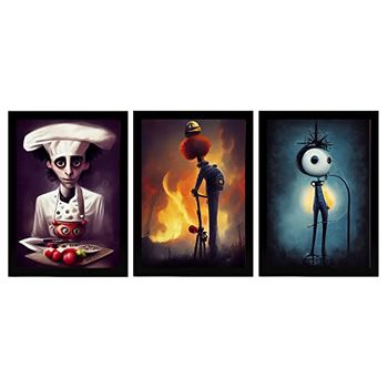 Set De 3 Posters Destreza Al Estilo De T Burton Ilustraciones De Profesiones Y Oficios Inspiradas En Arte Gótico Y Oscuro Diseño Y Decoración De Interiores A4 Marcos Negros Nacnic