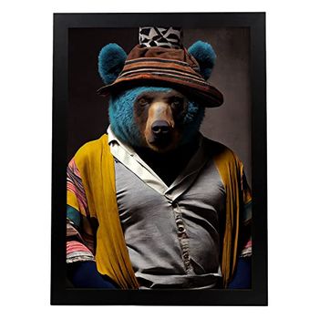 Poster De Oso En Estilo De Fotografía A Todo Color Divertidas Ilustraciones Realistas De Animales Con Ropa Humana Interiorismo Y Decoración A3 Nacnic